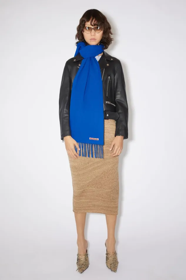 Women Fringe Wool Scarf 8211 Skinny Royal Blue Acne Studios Scarves