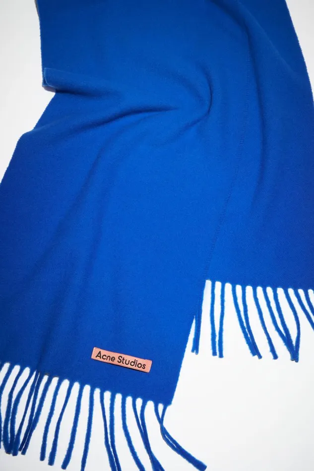 Women Fringe Wool Scarf 8211 Skinny Royal Blue Acne Studios Scarves