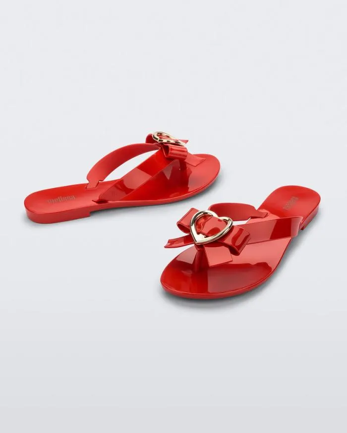 Women Harmonic Heart Red Melissa Flip Flops