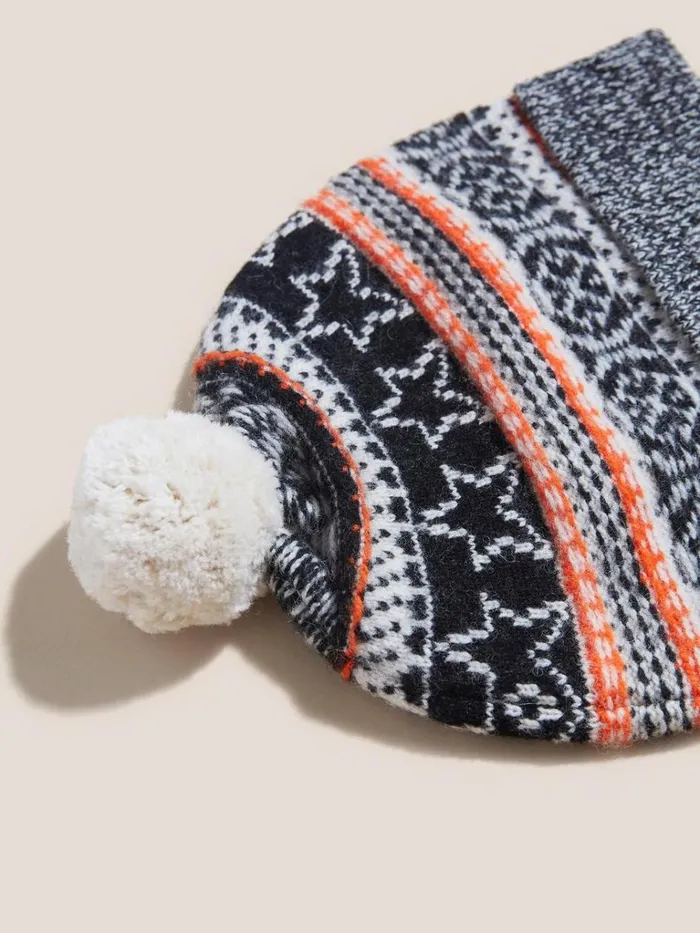 Women HATS White Stuff Star Fairisle Hat Natural Multi Women HATS White Stuff Star Fairisle Hat Natural Multi