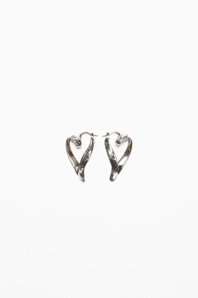 Women Heart Hoops Antique Silver Acne Studios Jewellery