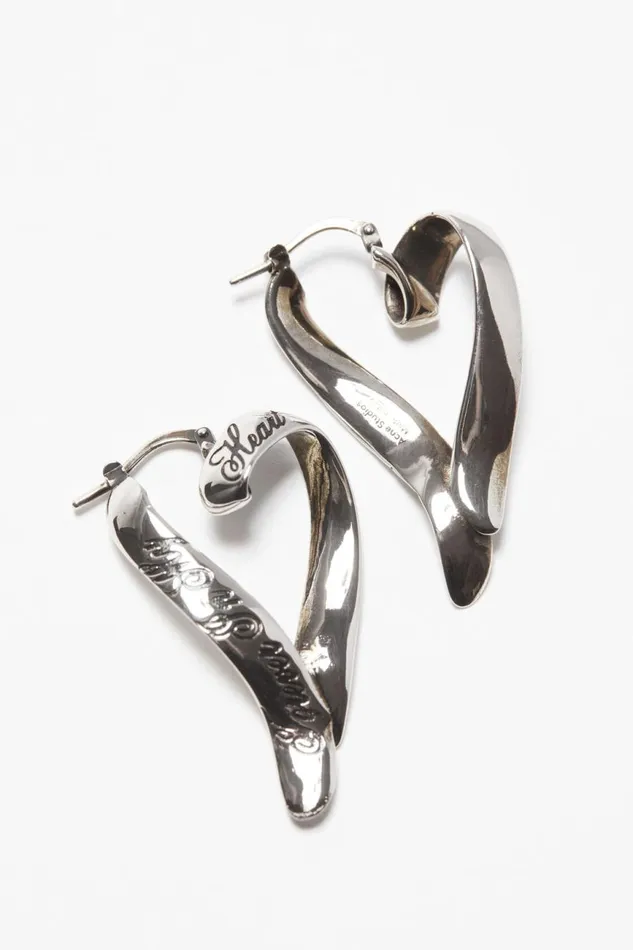 Women Heart Hoops Antique Silver Acne Studios Jewellery