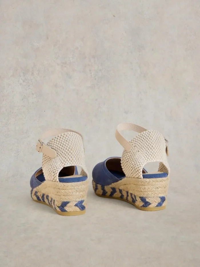 Women HEELS and WEDGES White Stuff Suede Closed Espadrille Wedge Mid Blue Women HEELS and WEDGES White Stuff Suede Closed Espadrille Wedge Mid Blue