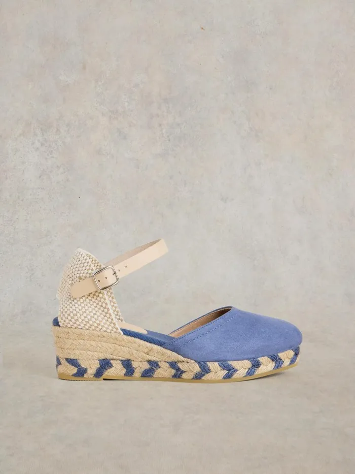 Women HEELS and WEDGES White Stuff Suede Closed Espadrille Wedge Mid Blue Women HEELS and WEDGES White Stuff Suede Closed Espadrille Wedge Mid Blue