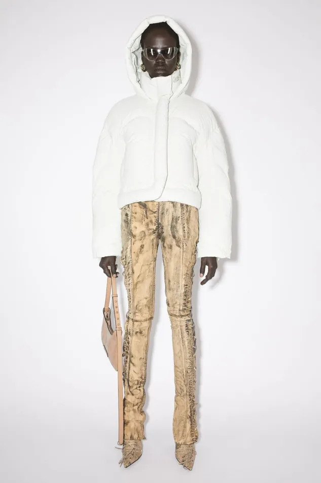 Women Hooded Puffer Jacket Porcelain White Acne Studios Outerwear