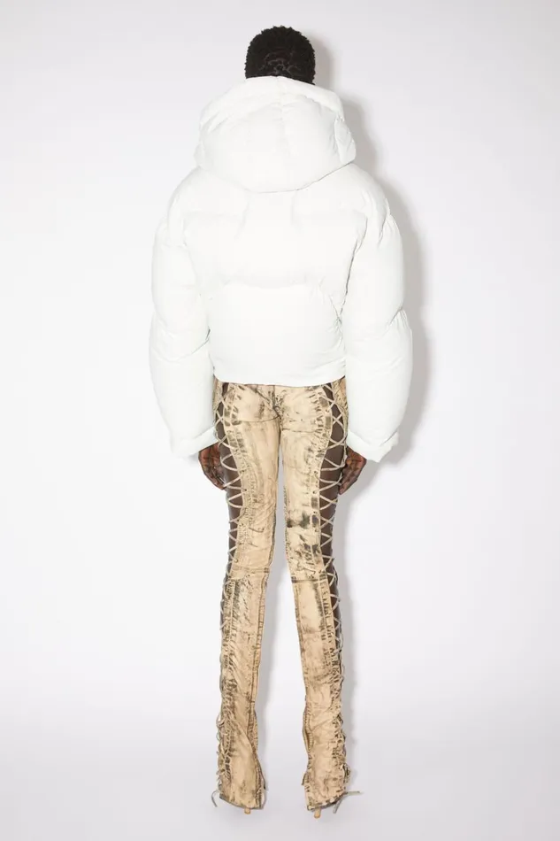 Women Hooded Puffer Jacket Porcelain White Acne Studios Outerwear