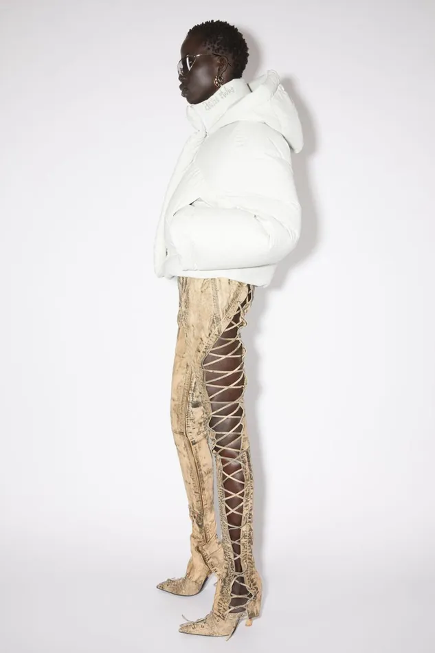 Women Hooded Puffer Jacket Porcelain White Acne Studios Outerwear
