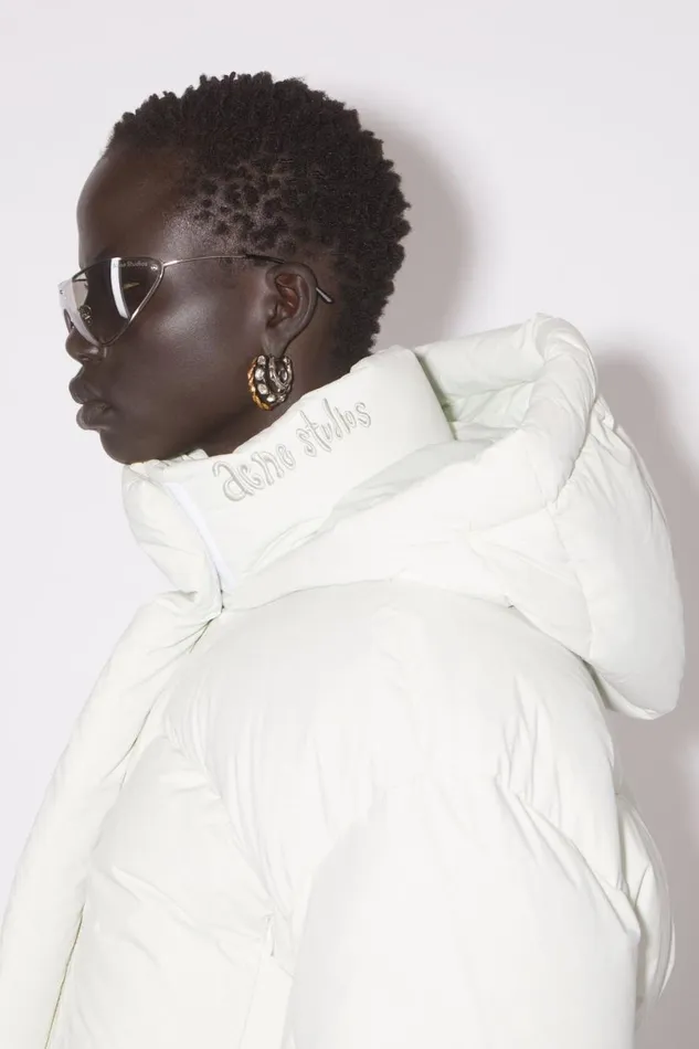 Women Hooded Puffer Jacket Porcelain White Acne Studios Outerwear
