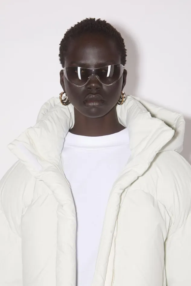 Women Hooded Puffer Jacket Porcelain White Acne Studios Outerwear
