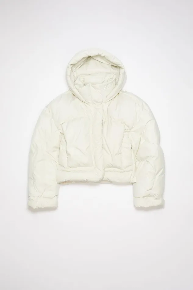 Women Hooded Puffer Jacket Porcelain White Acne Studios Outerwear