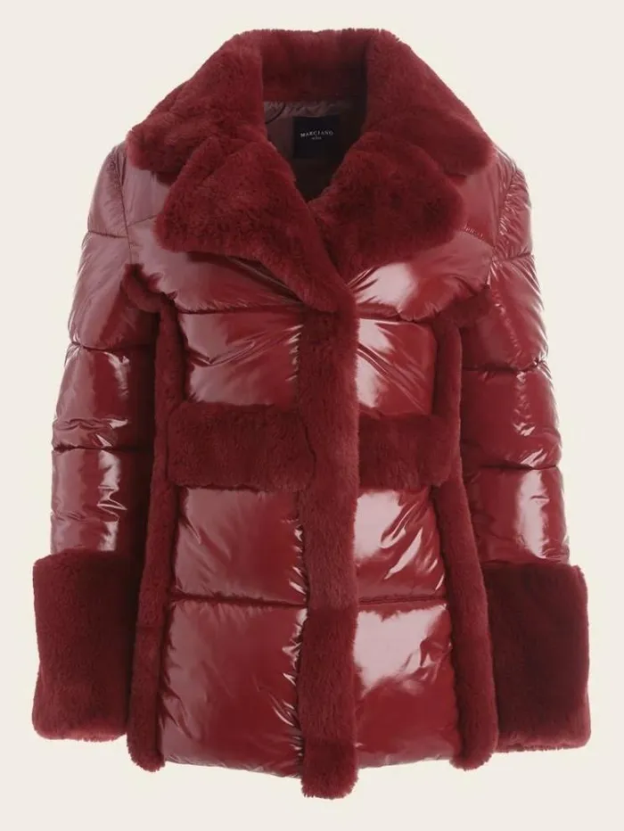 Women Jackets Marciano Bessie Puffer Coat Dark Jam Red