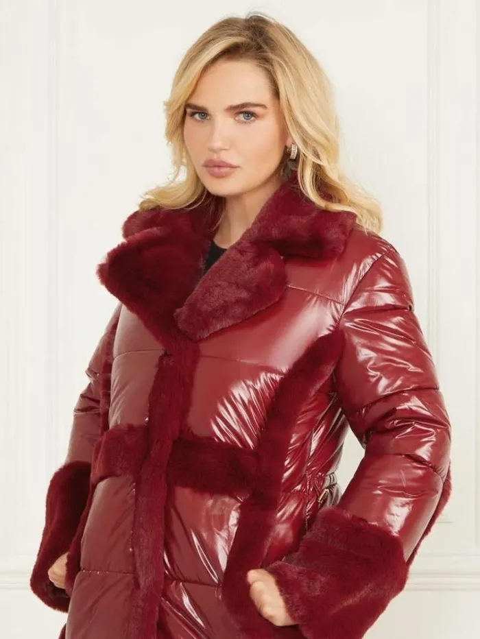 Women Jackets Marciano Bessie Puffer Coat Dark Jam Red