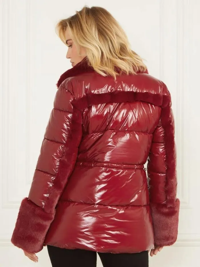 Women Jackets Marciano Bessie Puffer Coat Dark Jam Red