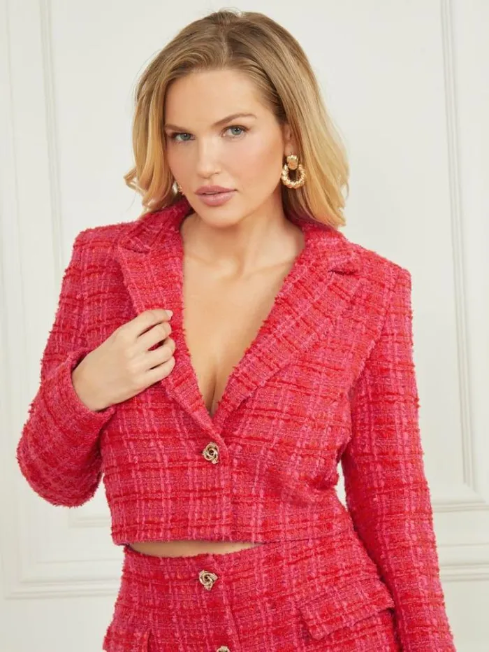 Women Jackets Marciano Laurel Crop Tweed Blazer Jelous Pink Tweed Women Jackets Marciano Laurel Crop Tweed Blazer Jelous Pink Tweed