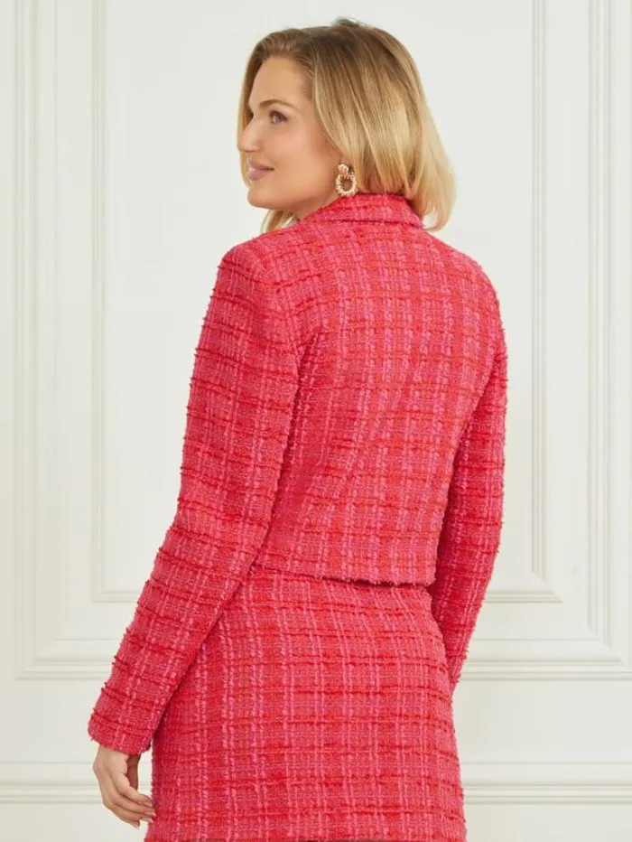 Women Jackets Marciano Laurel Crop Tweed Blazer Jelous Pink Tweed Women Jackets Marciano Laurel Crop Tweed Blazer Jelous Pink Tweed