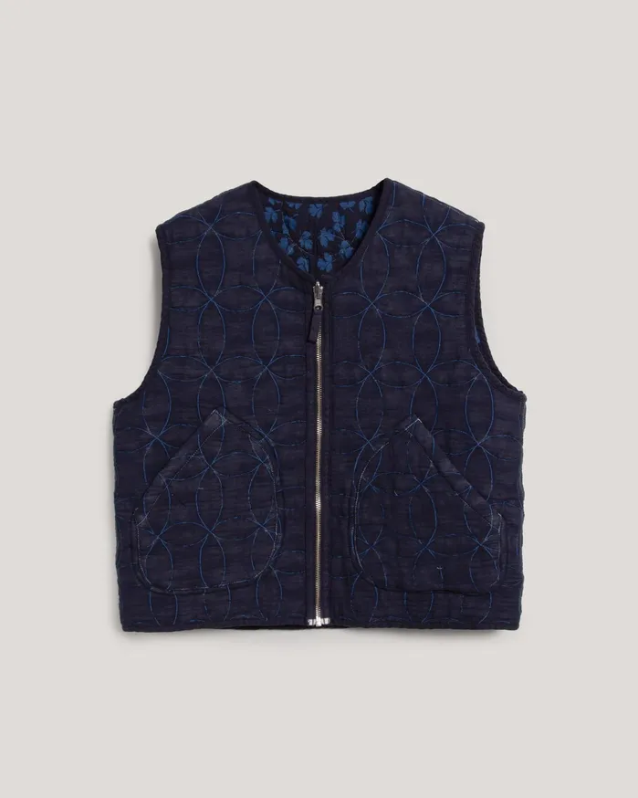 Women Jackie Reversible Gilet Blue Multi YMC Outerwear
