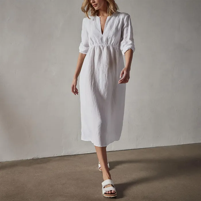 WOMEN James Perse DRESSESJUMPSUITS Empire Seam Open Front Dress White