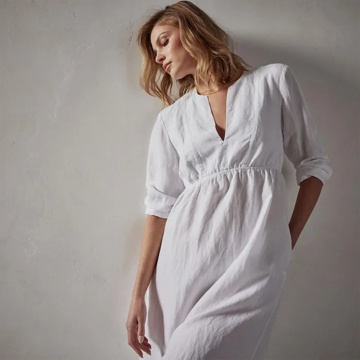 WOMEN James Perse DRESSESJUMPSUITS Empire Seam Open Front Dress White