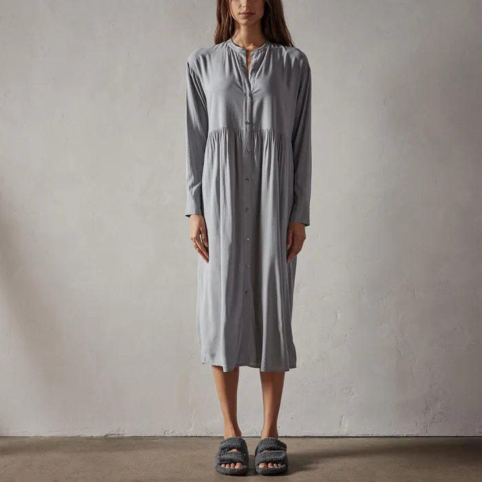 WOMEN James Perse DRESSESJUMPSUITS Stretch Viscose Voile Shirt Dress Ocean Mist