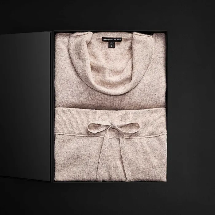 WOMEN James Perse GIFT SETS Women039s Cashmere Funnel Neck and Wide Leg Pant Gift Set Stone