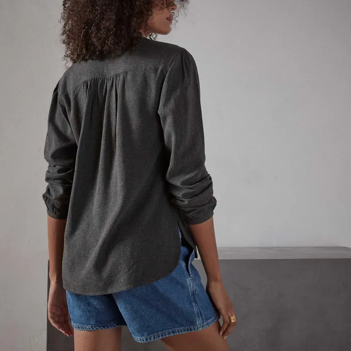 WOMEN James Perse NOVELTY TOPS Curved Hem Peasant Blouse Anthracite