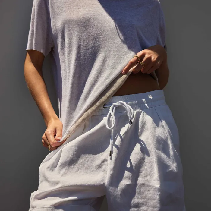 WOMEN James Perse SWEATERS Dunes Linen Crew Whitenatural