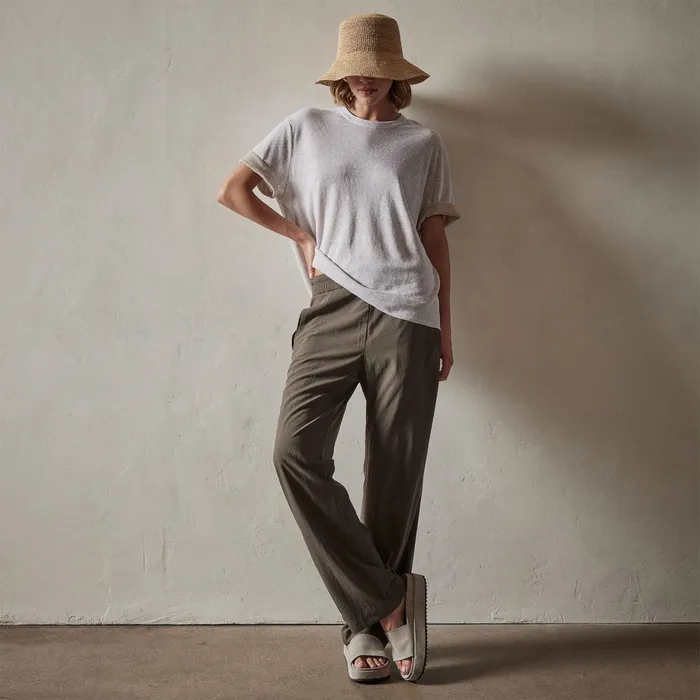 WOMEN James Perse SWEATERS Dunes Linen Crew Whitenatural