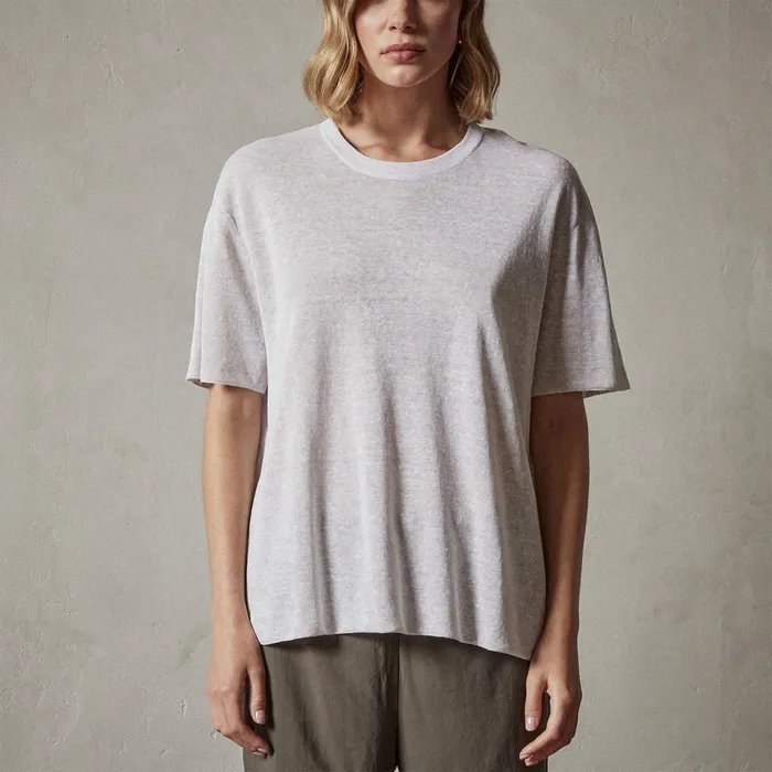 WOMEN James Perse SWEATERS Dunes Linen Crew Whitenatural