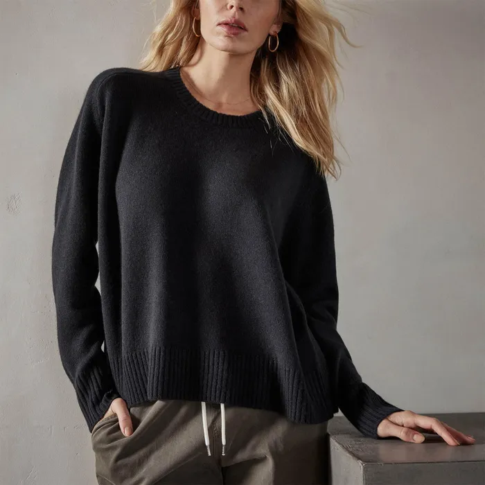 WOMEN James Perse SWEATERS Recycled Cashmere Crew Neck Sweater Black