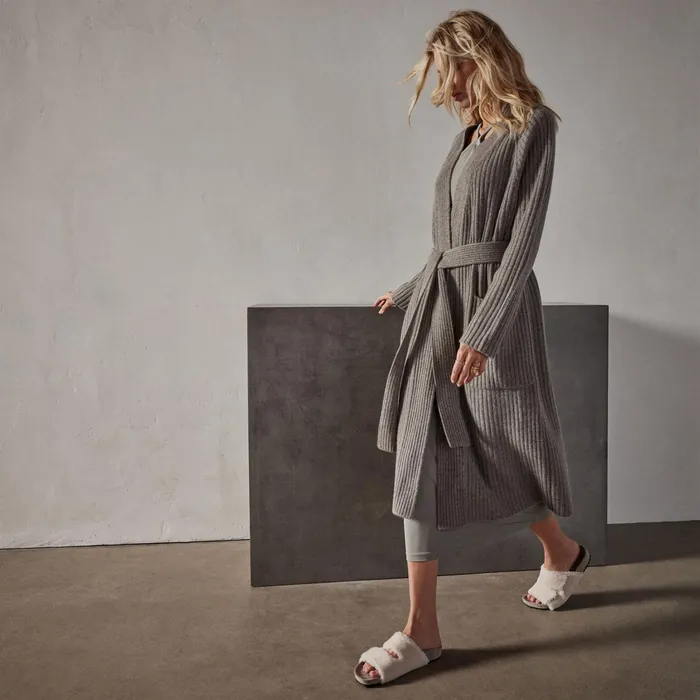 WOMEN James Perse SWEATERS Recycled Cashmere Rib Cardigan Cement