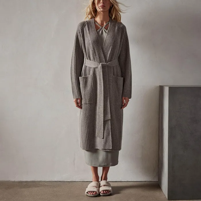 WOMEN James Perse SWEATERS Recycled Cashmere Rib Cardigan Cement