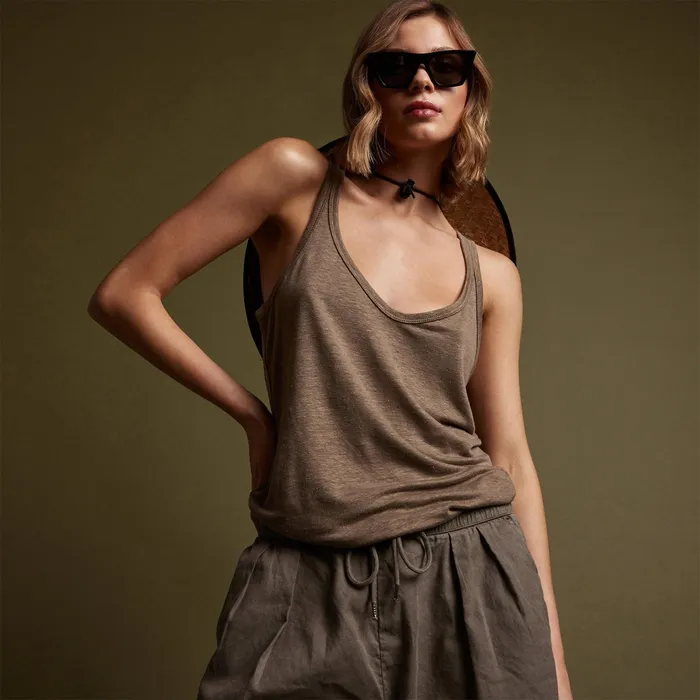 WOMEN James Perse TANKS Linen Jersey Tank Old Gold