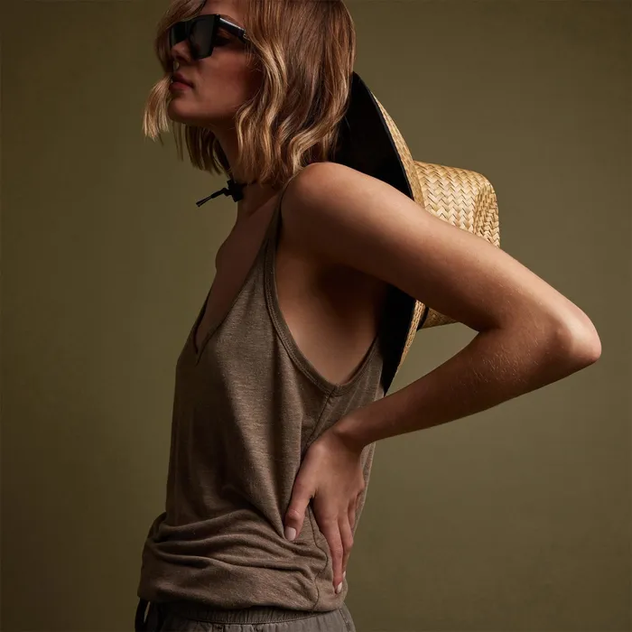 WOMEN James Perse TANKS Linen Jersey Tank Old Gold
