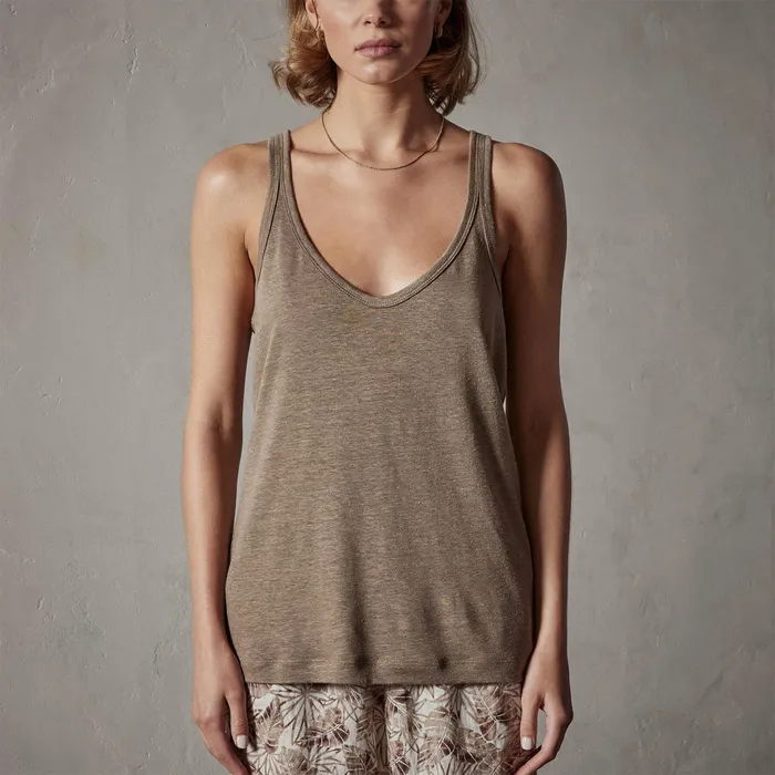 WOMEN James Perse TANKS Linen Jersey Tank Old Gold