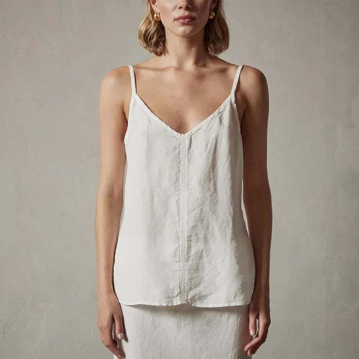 WOMEN James Perse TANKS Surfside Linen Cami Everest White Pigment