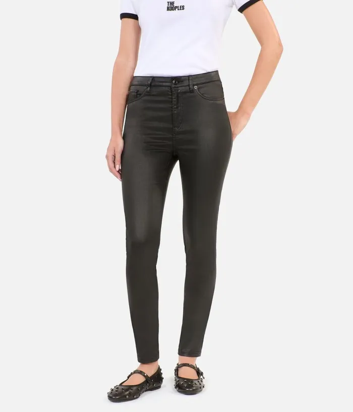 Women Jeans and Pants THE KOOPLES Black Leathereffect Jeans Women Jeans and Pants THE KOOPLES Black Leathereffect Jeans