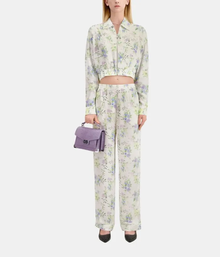 Women Jeans and Pants THE KOOPLES White And Blue Floral Print Trousers