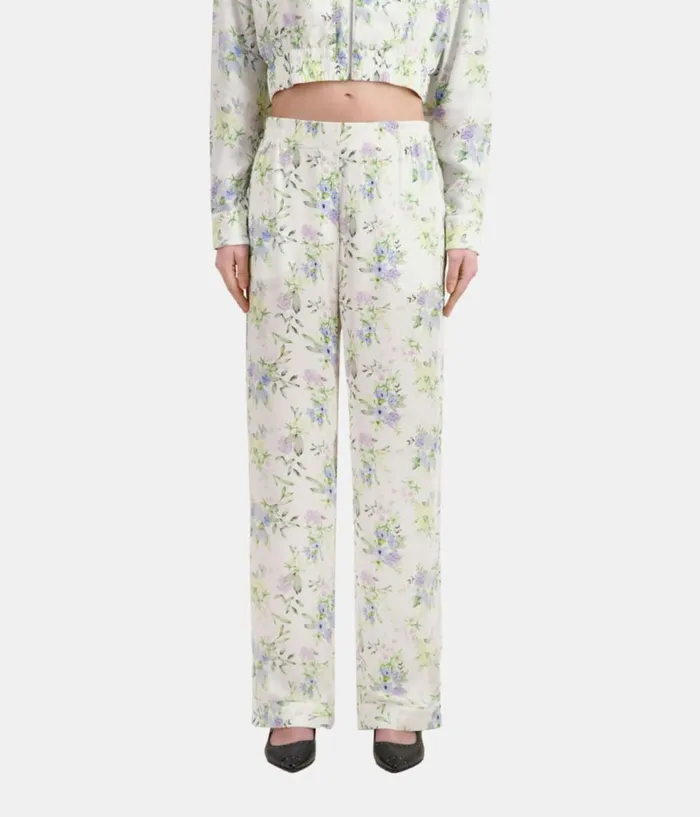 Women Jeans and Pants THE KOOPLES White And Blue Floral Print Trousers Women Jeans and Pants THE KOOPLES White And Blue Floral Print Trousers