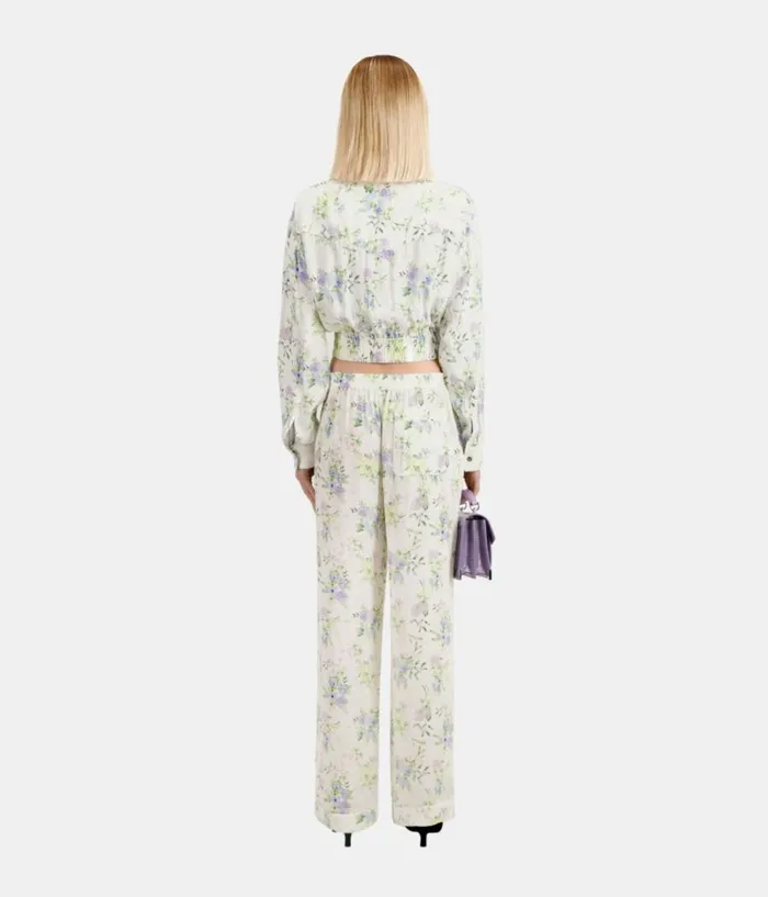 Women Jeans and Pants THE KOOPLES White And Blue Floral Print Trousers Women Jeans and Pants THE KOOPLES White And Blue Floral Print Trousers