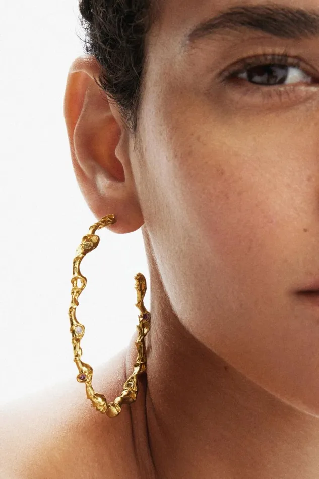 Women Jewellery Desigual Zalio Gold Plated XL Hoop Earrings