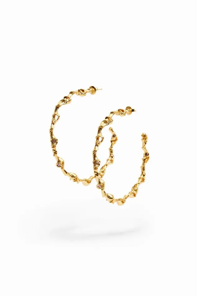 Women Jewellery Desigual Zalio Gold Plated XL Hoop Earrings