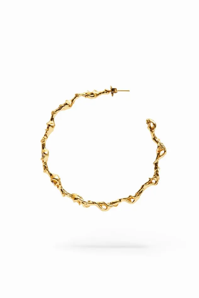 Women Jewellery Desigual Zalio Gold Plated XL Hoop Earrings