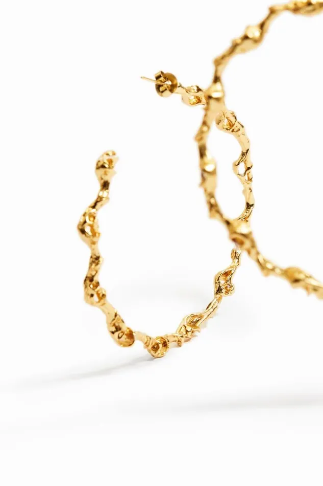 Women Jewellery Desigual Zalio Gold Plated XL Hoop Earrings