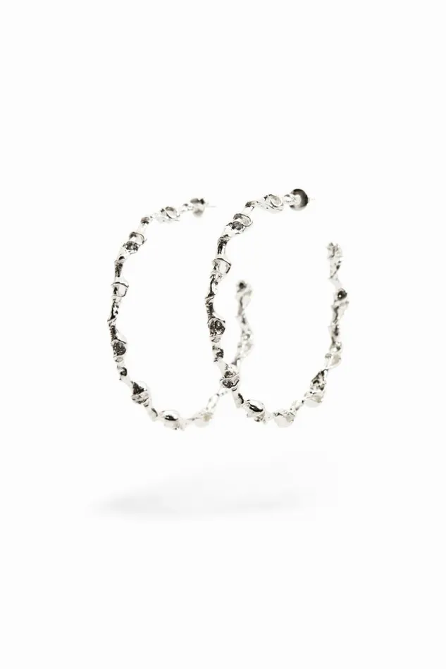 Women Jewellery Desigual Zalio Silver Plated XL Hoop Earrings