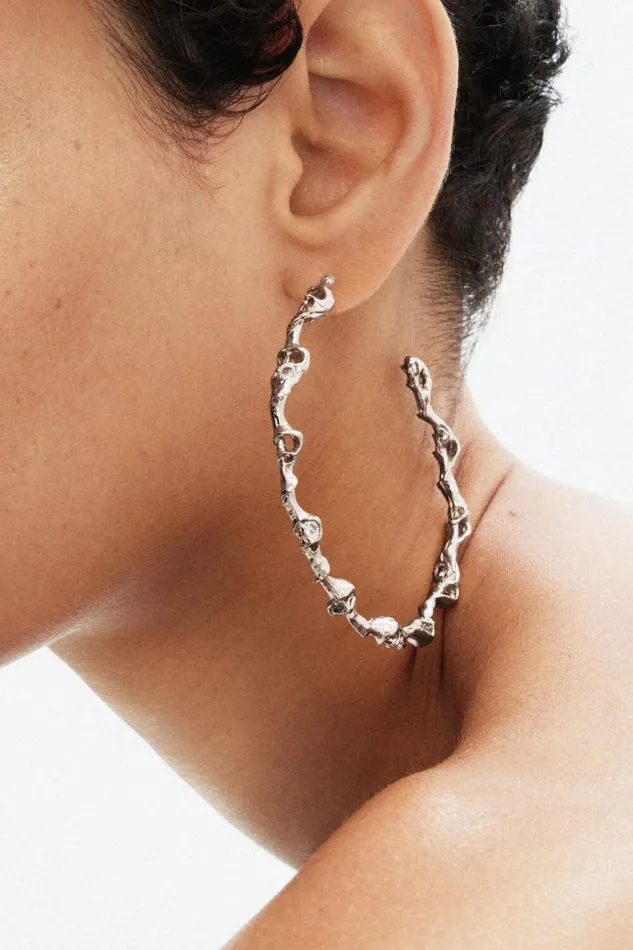 Women Jewellery Desigual Zalio Silver Plated XL Hoop Earrings