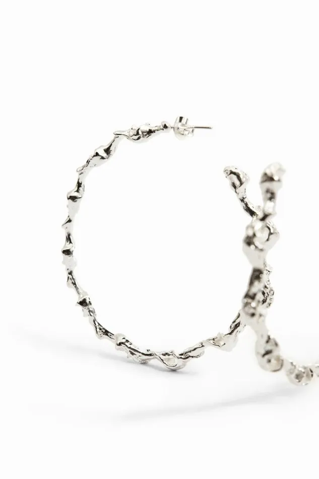 Women Jewellery Desigual Zalio Silver Plated XL Hoop Earrings
