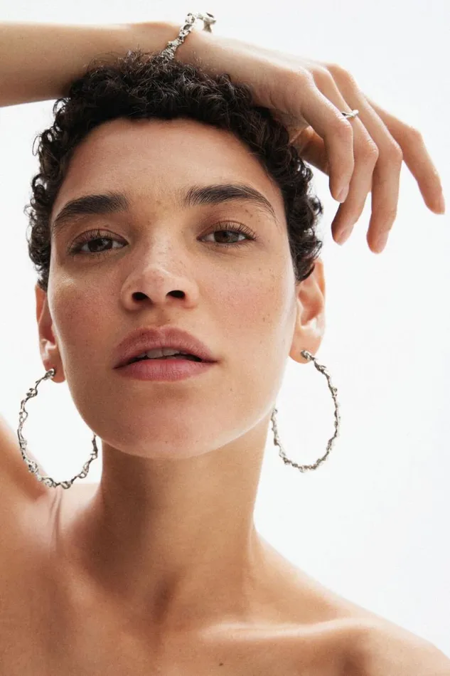 Women Jewellery Desigual Zalio Silver Plated XL Hoop Earrings