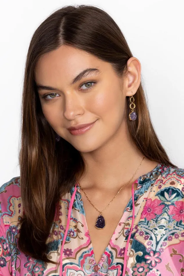 Women Jewelry Johnny Was FREEFORM DRUZY NECKLACE Purple Taupe Women Jewelry Johnny Was FREEFORM DRUZY NECKLACE Purple Taupe