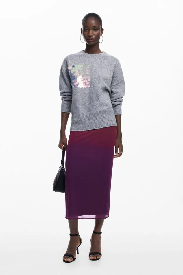 Women Jumpers Desigual Gray Scale Sweater