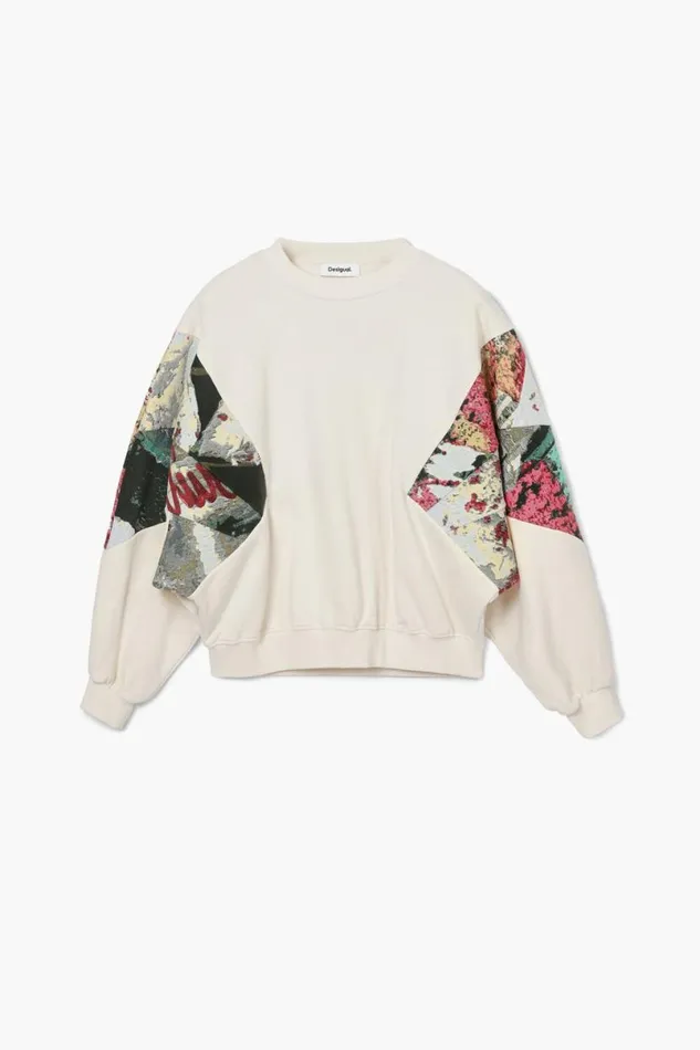 Women Jumpers Desigual Sweatshirt With Printed Sleeves M Christian Lacroix